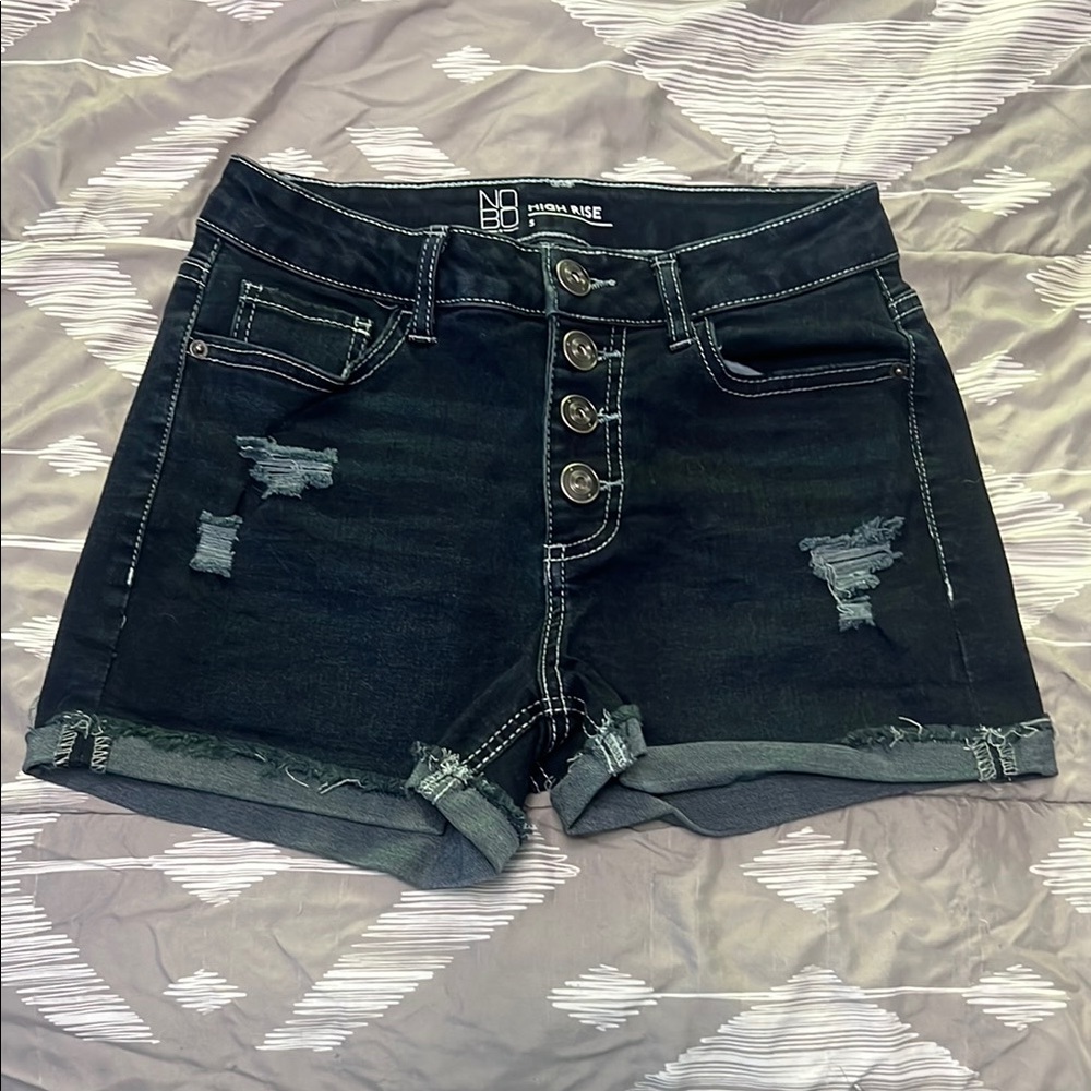 No Boundaries Dark Blue Jean Shorts High-Waisted - size 5 NEVER WORN BRAND NEW
